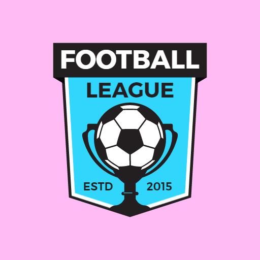 Modern Blue Football League Badge Featuring a Soccer Ball Logo Template