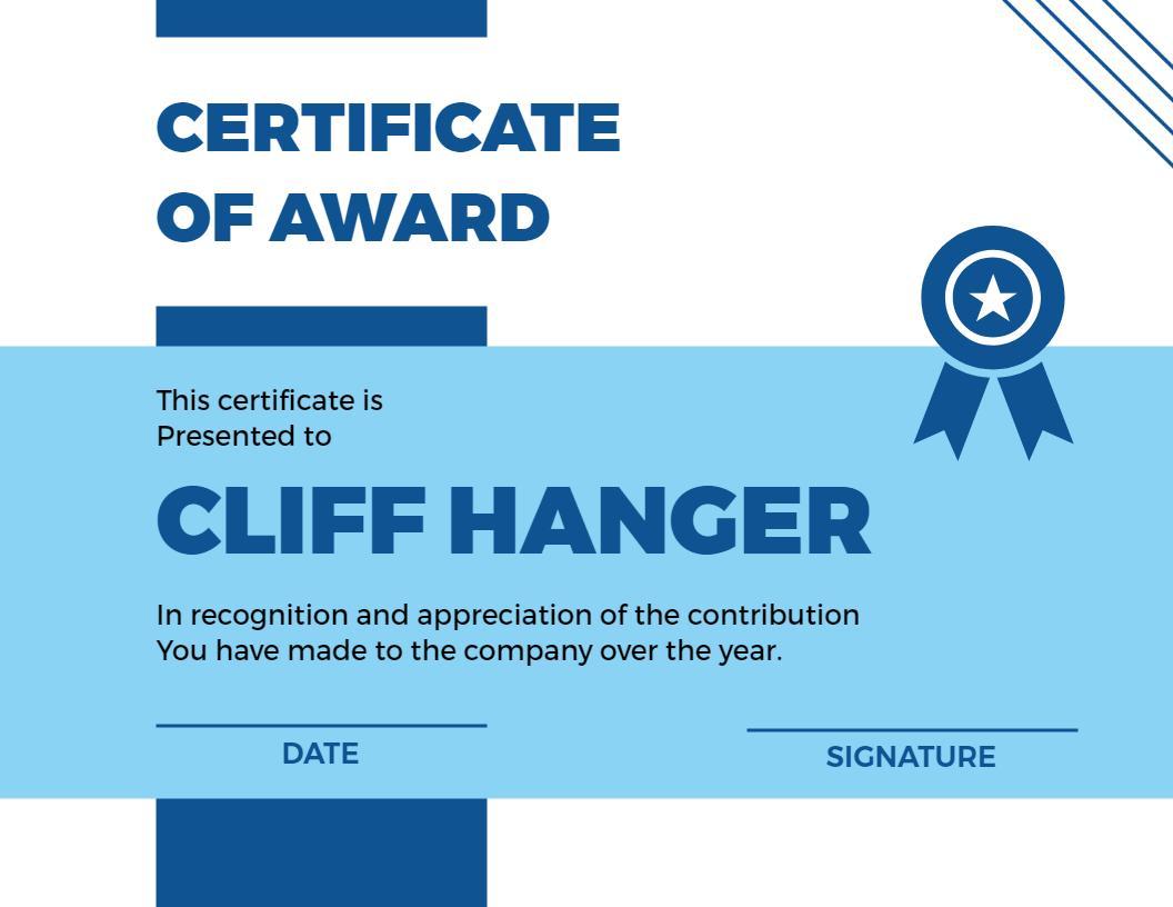 Modern Blue Geometric Design Award Recognition Certificate Template