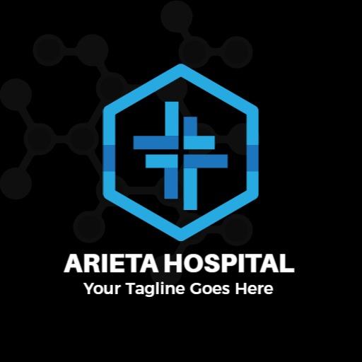 Modern Blue Geometric Design Representing Hospital Services Logo Template