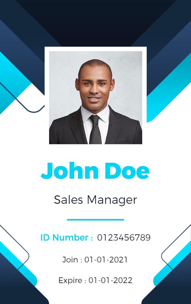 Modern Blue Geometric Professional Identity Card Template