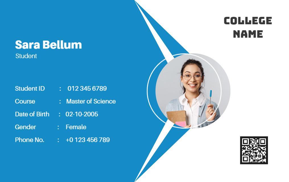 Modern Blue Geometric Student Identity Card Template
