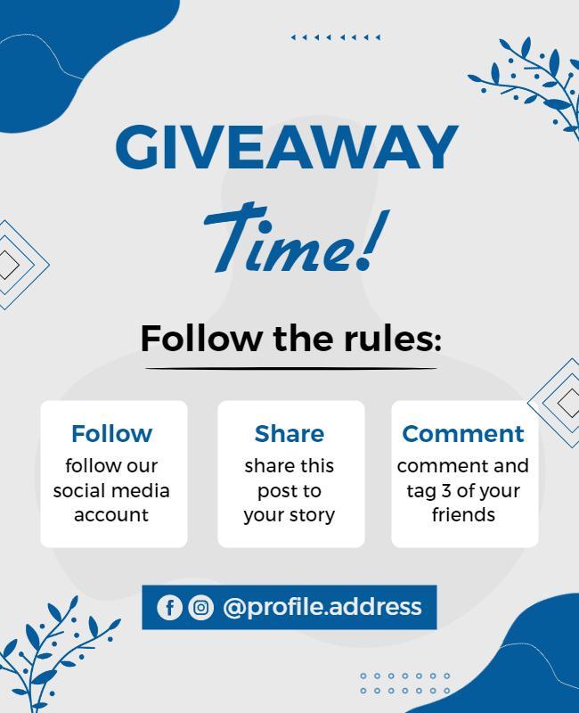 Modern Blue Giveaway Event Announcement Poster Template