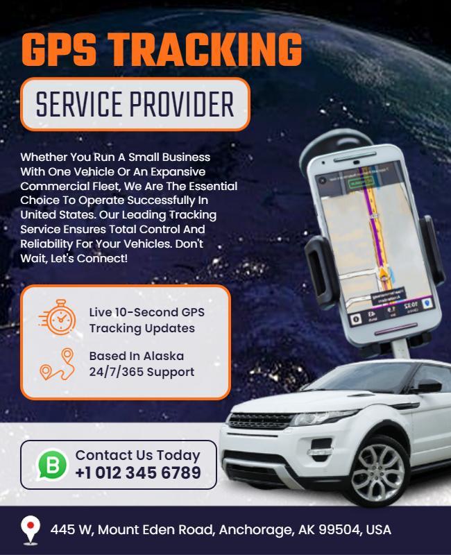 Modern Blue GPS Tracking Service Provider Poster Template