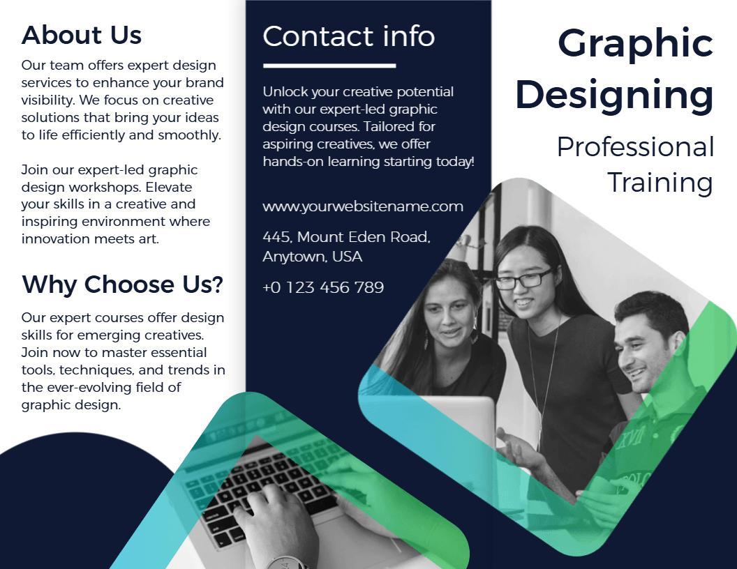 Modern Blue Graphic Design Training Workshop Brochure Template