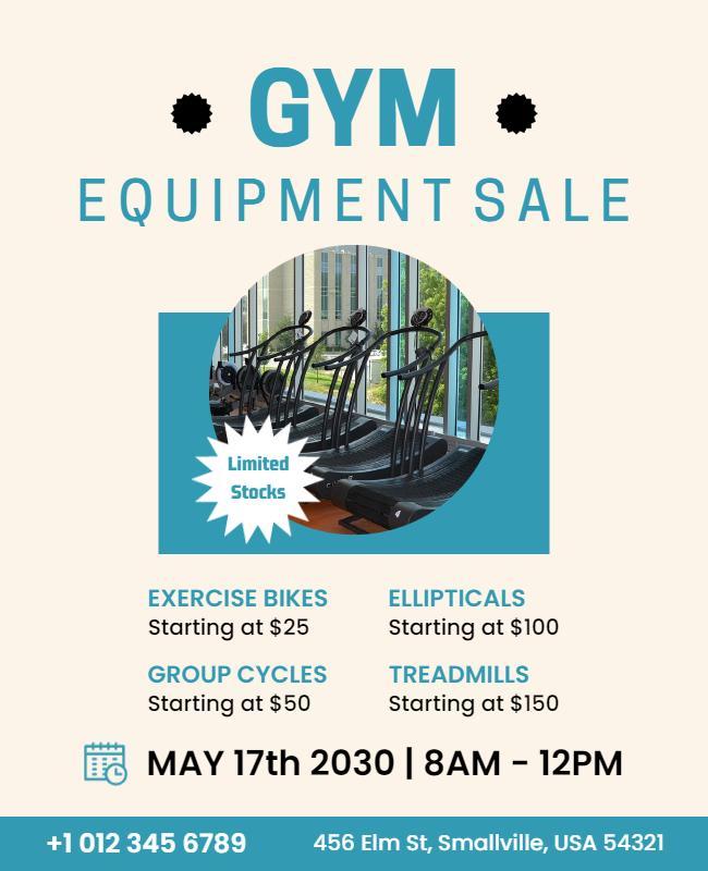 Modern Blue Gym Equipment Sale Promotional Poster Template