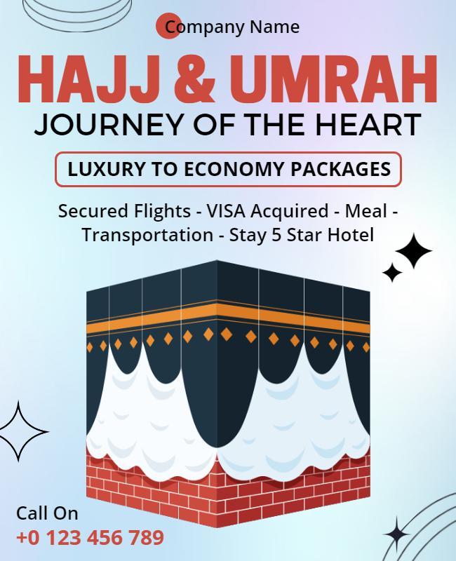 Modern Blue Hajj and Umrah Journey Travel Packages Poster Template