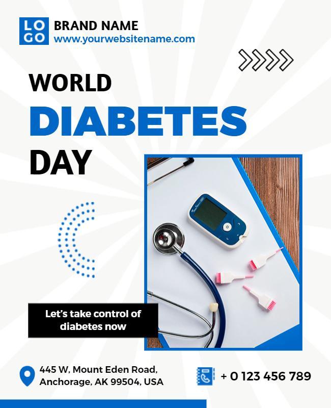 Modern Blue Health Awareness World Diabetes Day Poster Template