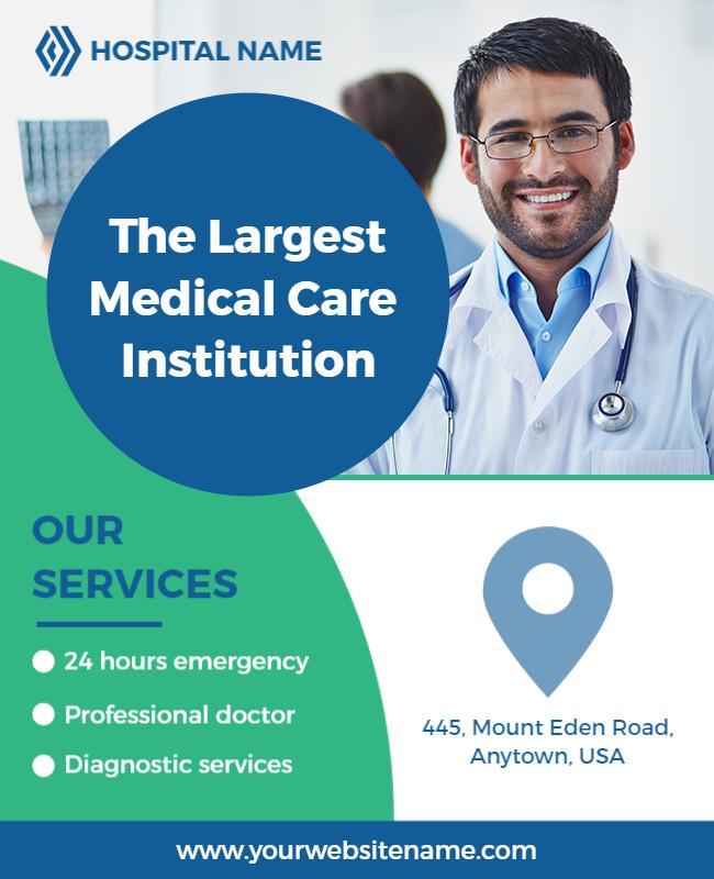 Modern Blue Healthcare Institution Services Flyer Template