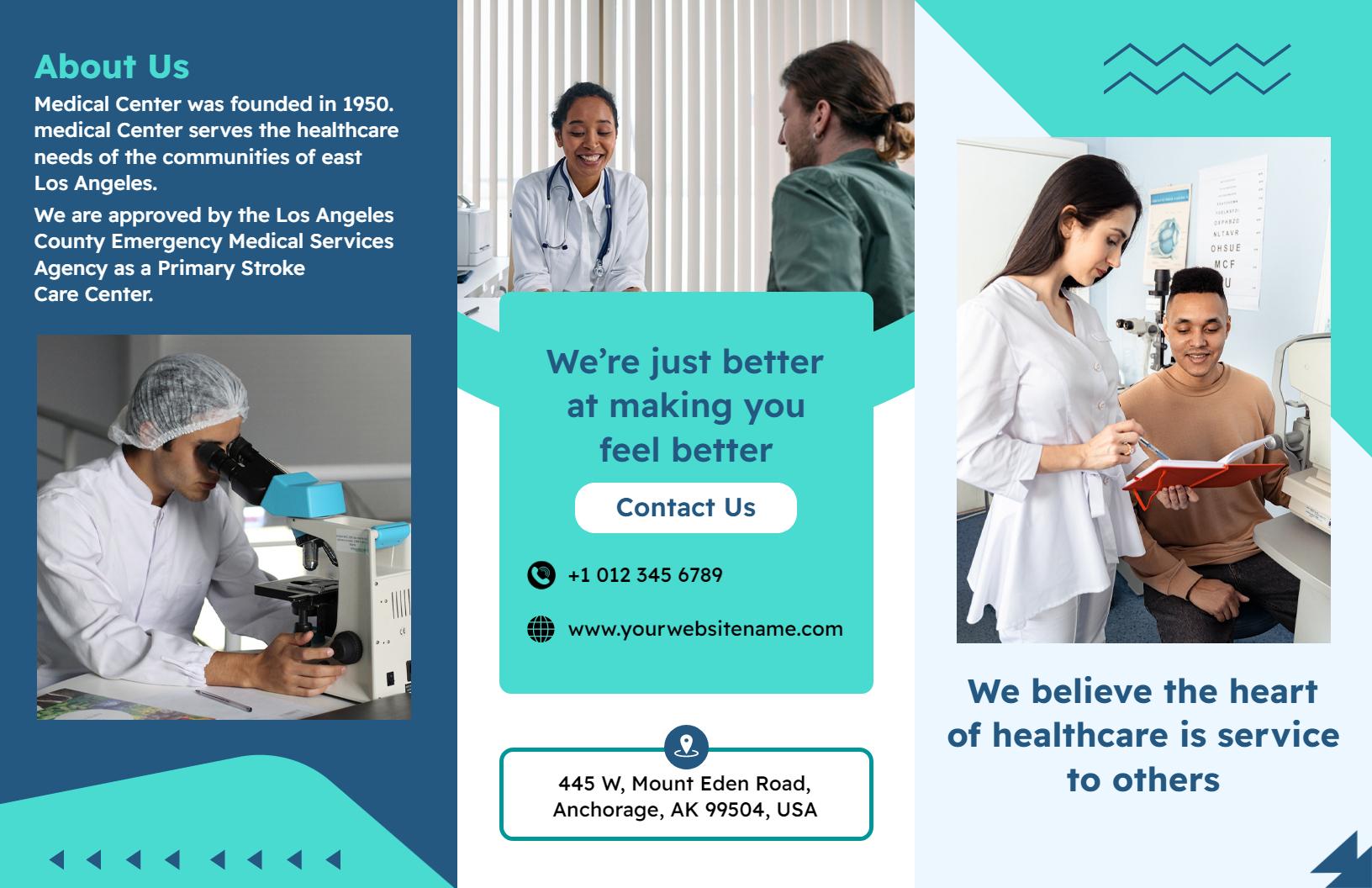 Modern Blue HealthCare Services and Patient Care Brochure Template