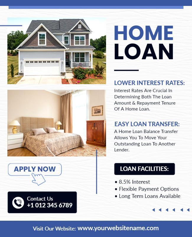 Modern Blue Home Loan Financing Information Poster Template