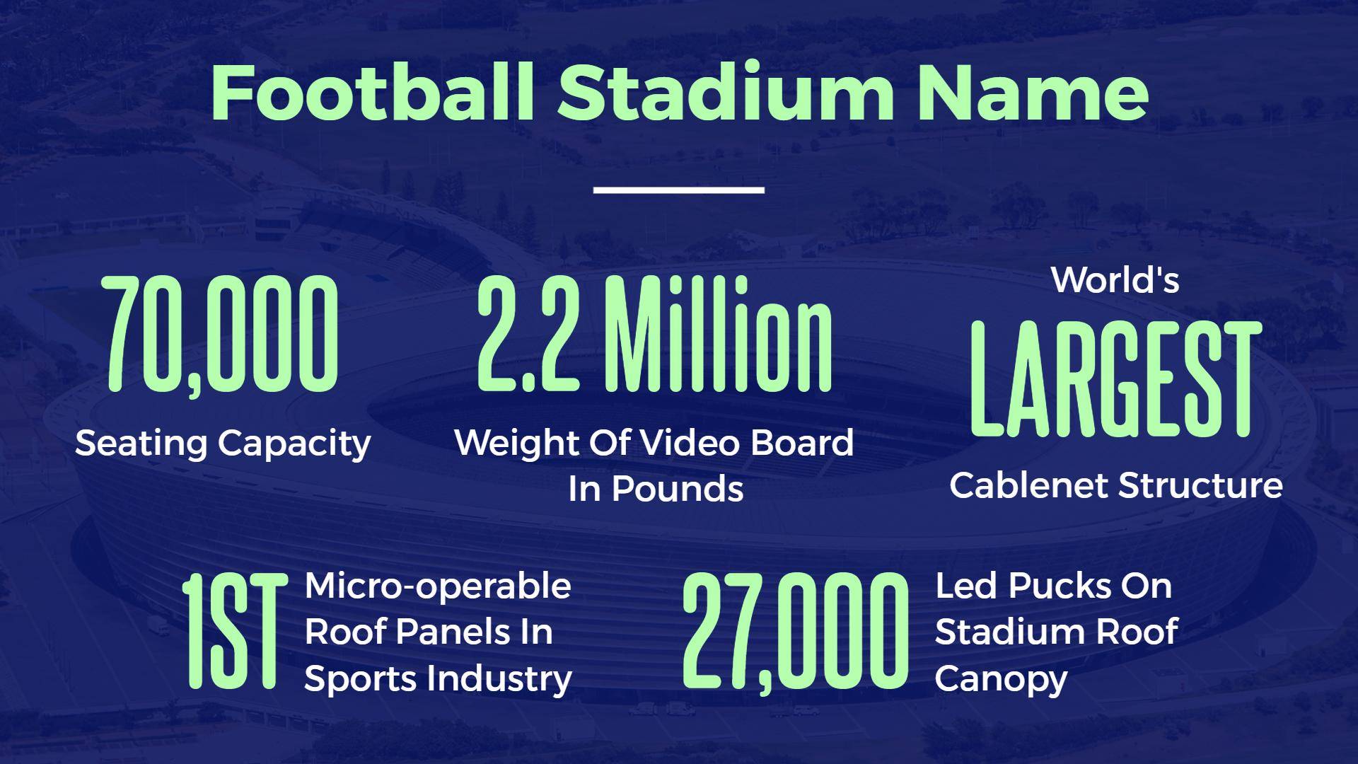 Modern Blue Infographic for Football Stadium Facts Poster Template