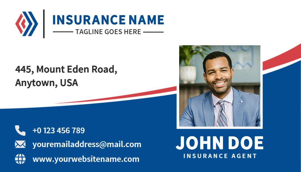 Modern Blue Insurance Agency Professional Visiting Card Template