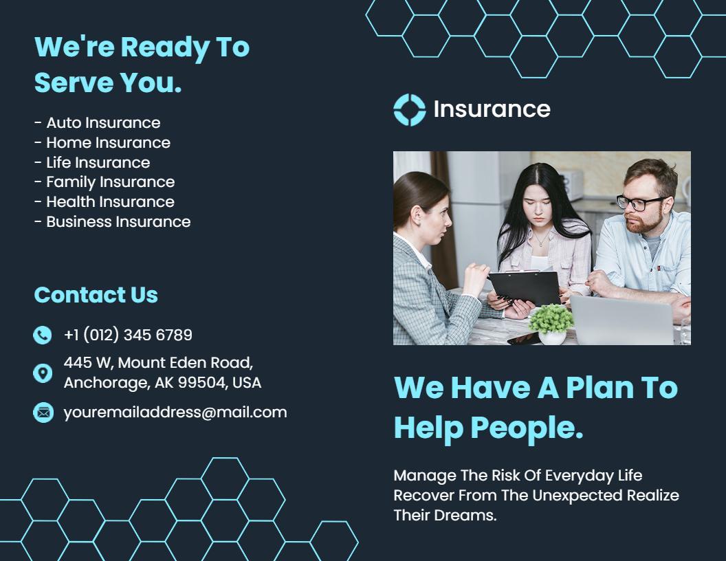 Modern Blue Insurance Services Consultation Brochure Template