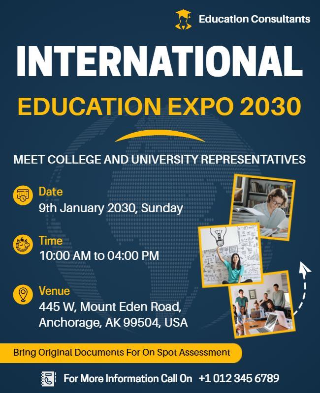 Modern Blue International Education Expo Poster Template