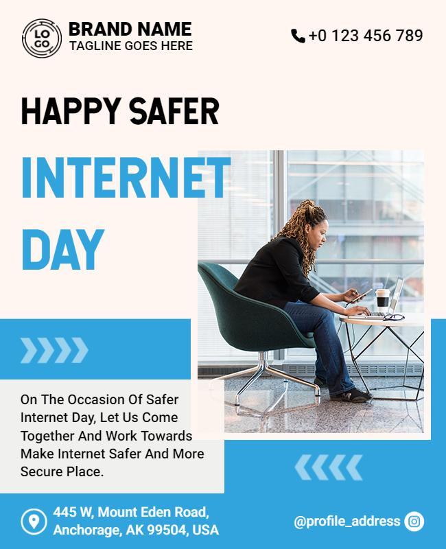 Modern Blue Internet Safety Awareness Day Poster Template
