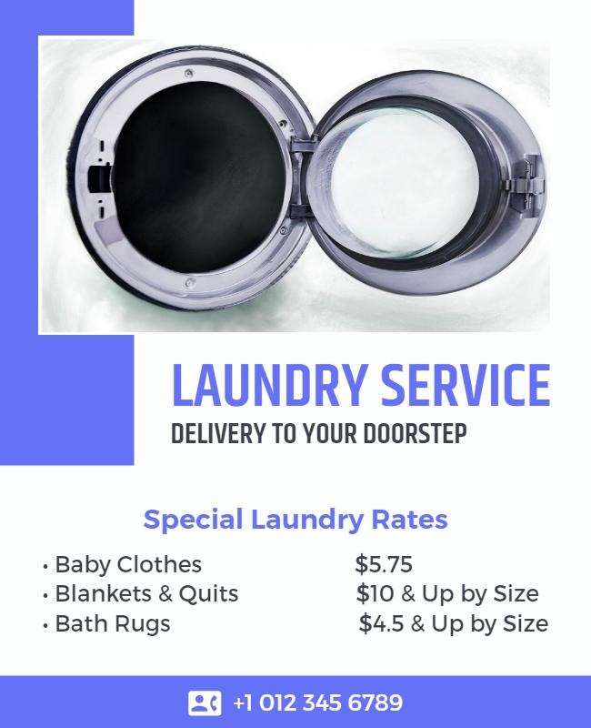 Modern Blue Laundry Service Delivery Poster Template