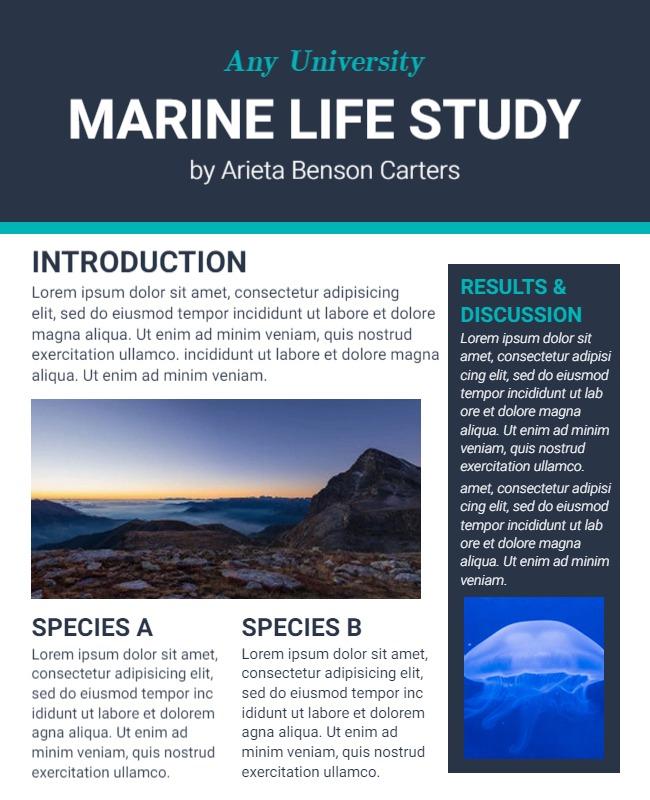 Modern Blue Marine Life Research Study Poster Template