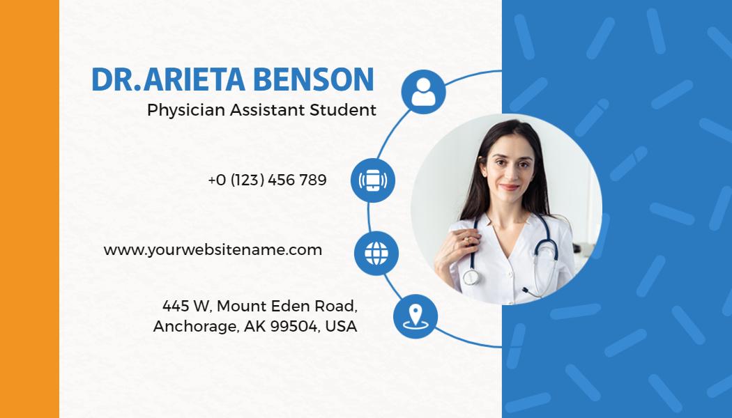 Modern Blue Medical Professional Assistant Business Card Template