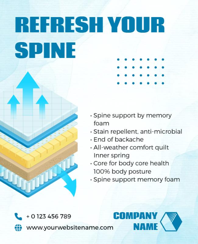 Modern Blue Memory Foam Mattress Promotion Poster Template