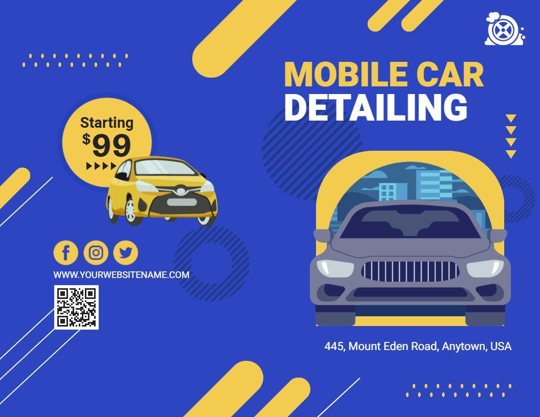 Modern Blue Mobile Car Detailing Services Brochure Template