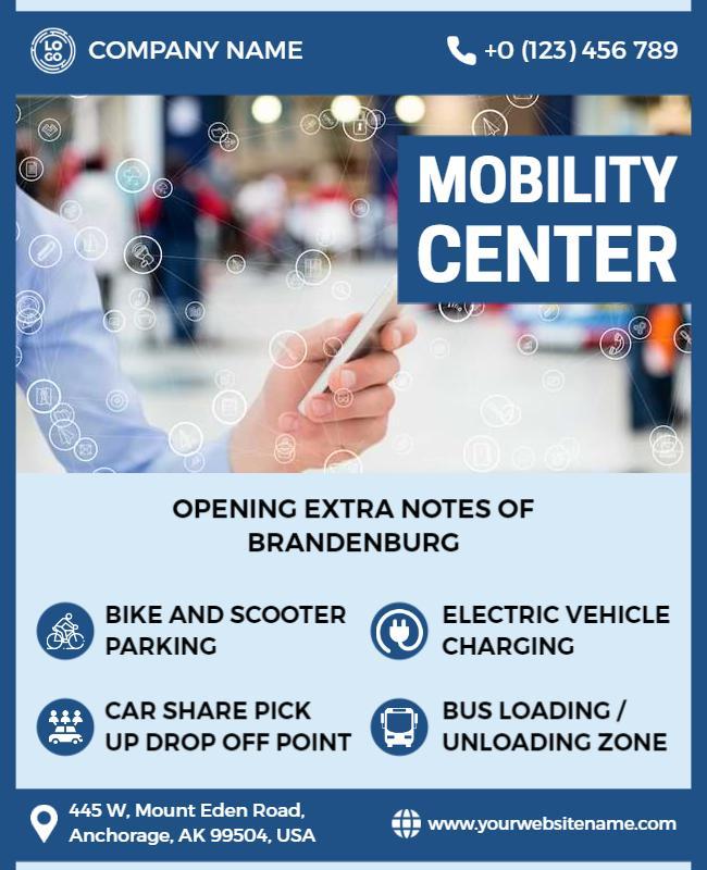 Modern Blue Mobility Center Services Information Poster Template