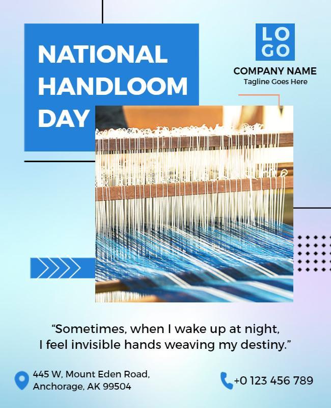 Modern Blue National Handloom Day Celebration Poster Template