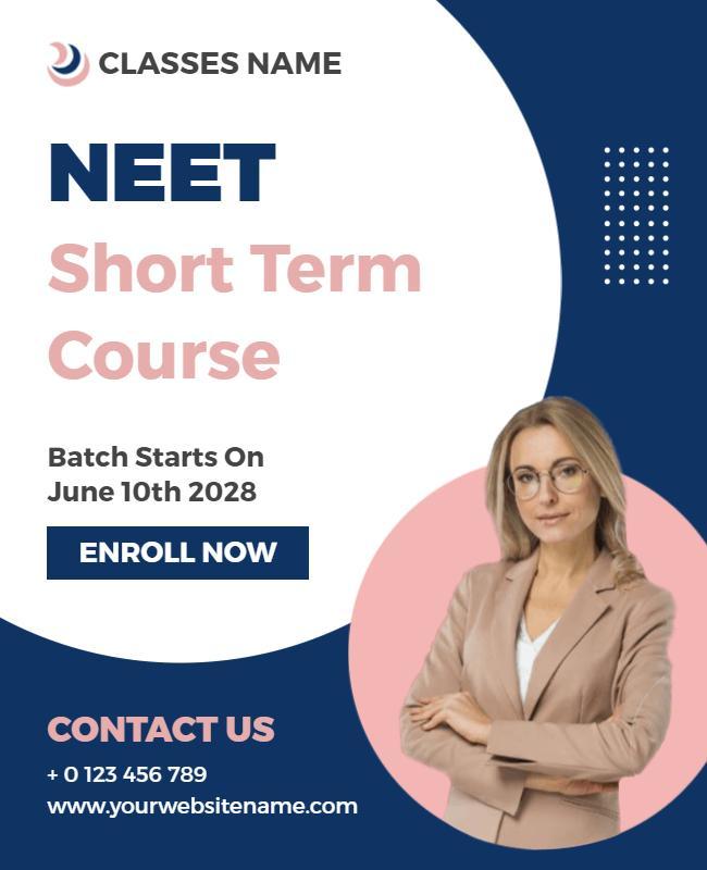 Modern Blue NEET Short Term Course Enrollment Poster Template