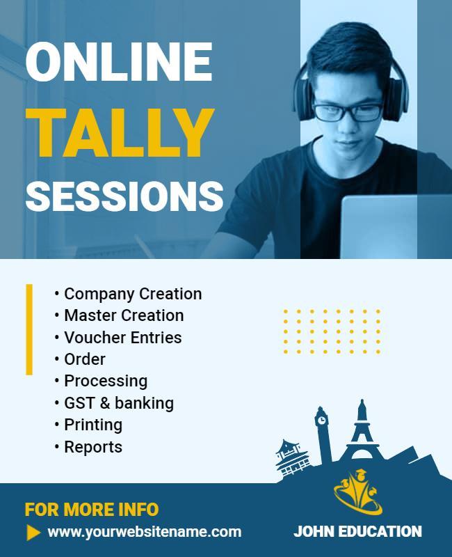 Modern Blue Online Tally Sessions Educational Poster Template