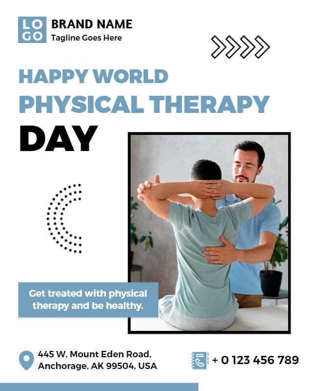 Modern Blue Physical Therapy Awareness Day Poster Template