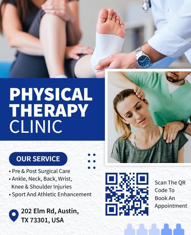 Modern Blue Physical Therapy Clinic Services Flyer Template