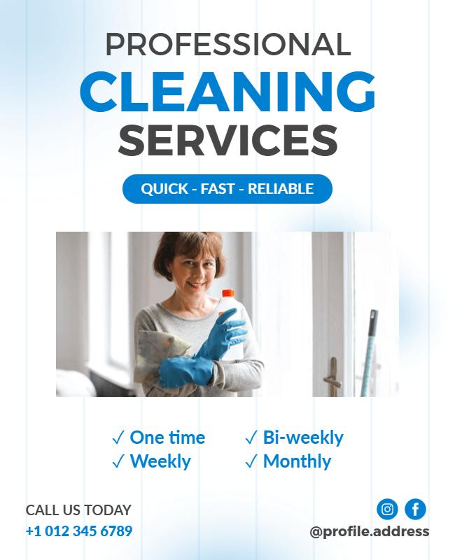 Modern Blue Professional Cleaning Services Flyer Template