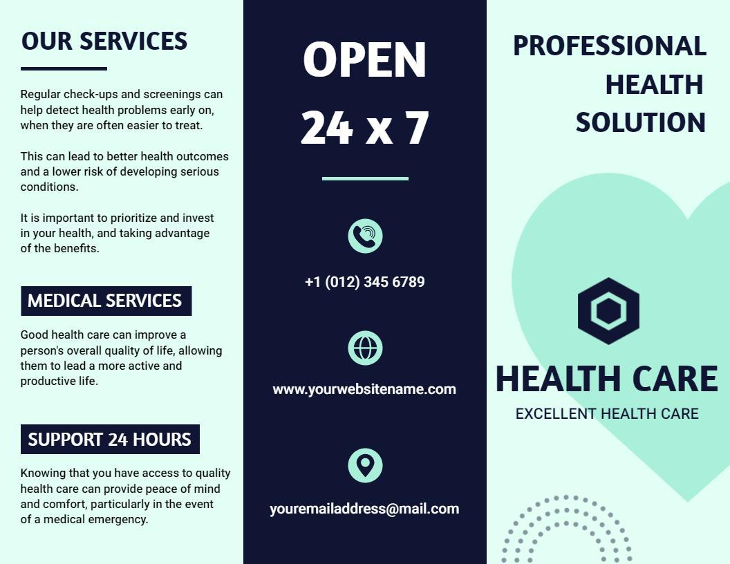 Modern Blue Professional Health Care Services Brochure Template