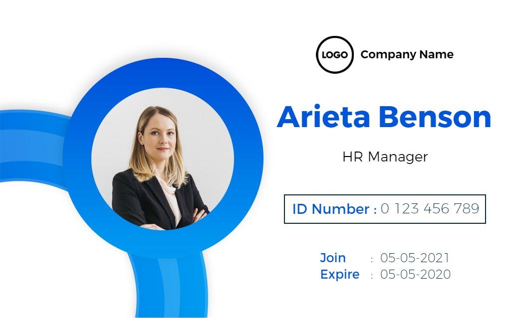 Modern Blue Professional HR Manager Identity Card Template