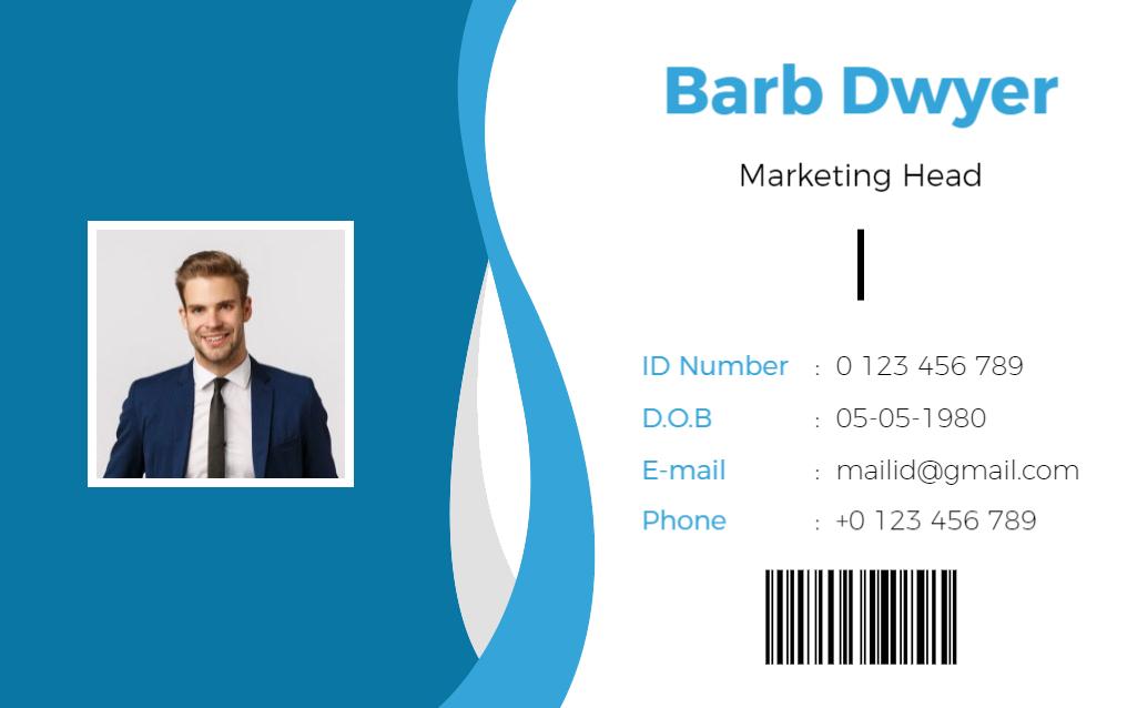 Modern Blue Professional Marketing Head Identity Card Template