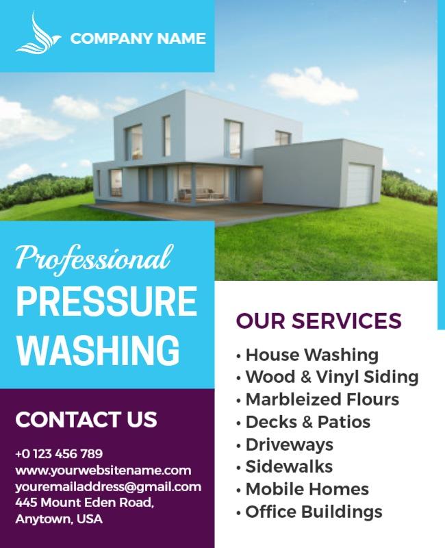 Modern Blue Professional Pressure Washing Services Poster Template