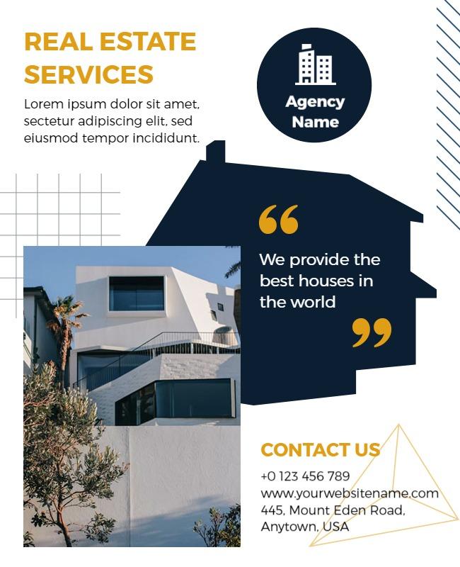 Modern Blue Real Estate Agency Services Poster Template