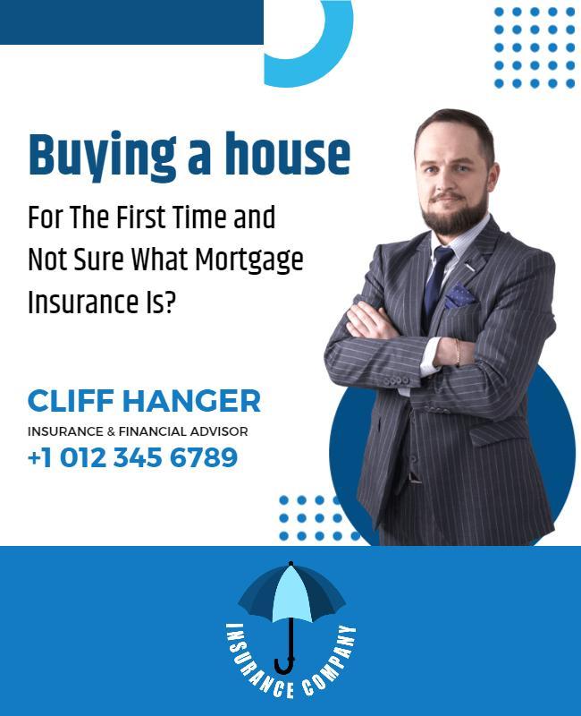 Modern Blue Real Estate Mortgage Insurance Poster Template