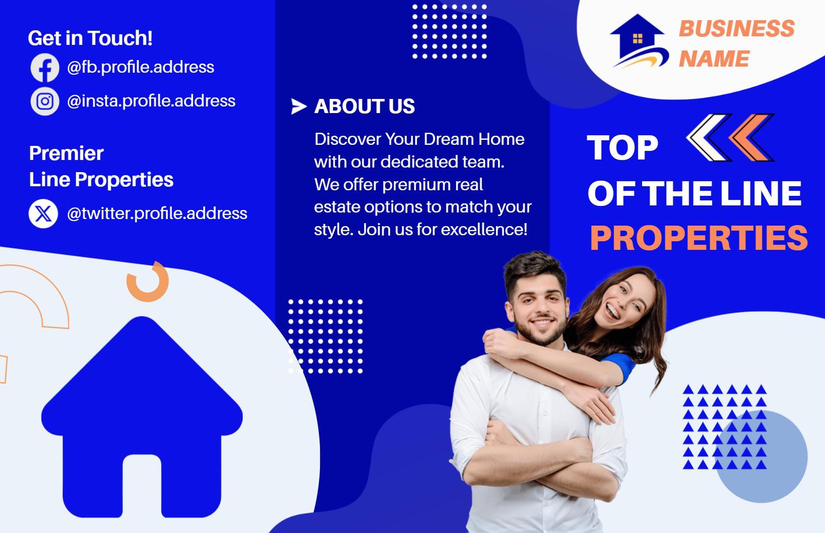 Modern Blue Real Estate Services and Property Solutions Brochure Template