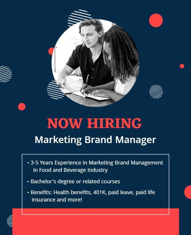 Modern Blue Recruiting Marketing Brand Manager Poster Template