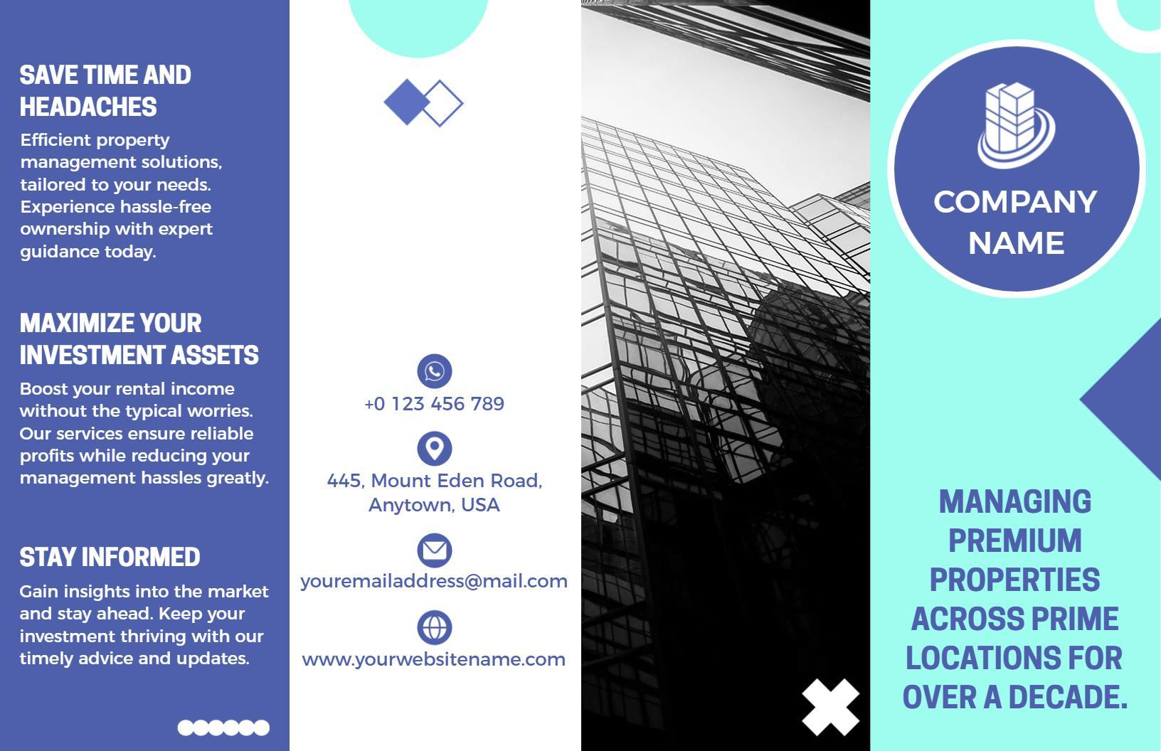 Modern Blue Residential Property Management Brochure Template