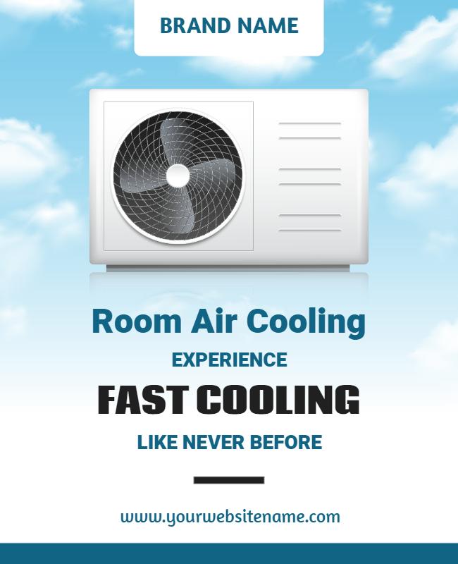 Modern Blue Room Air Cooling Experience Poster Template