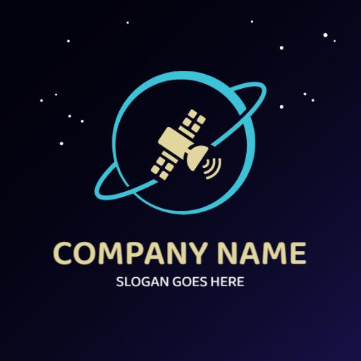Modern Blue Satellite Design Representing Communication Services Logo Template