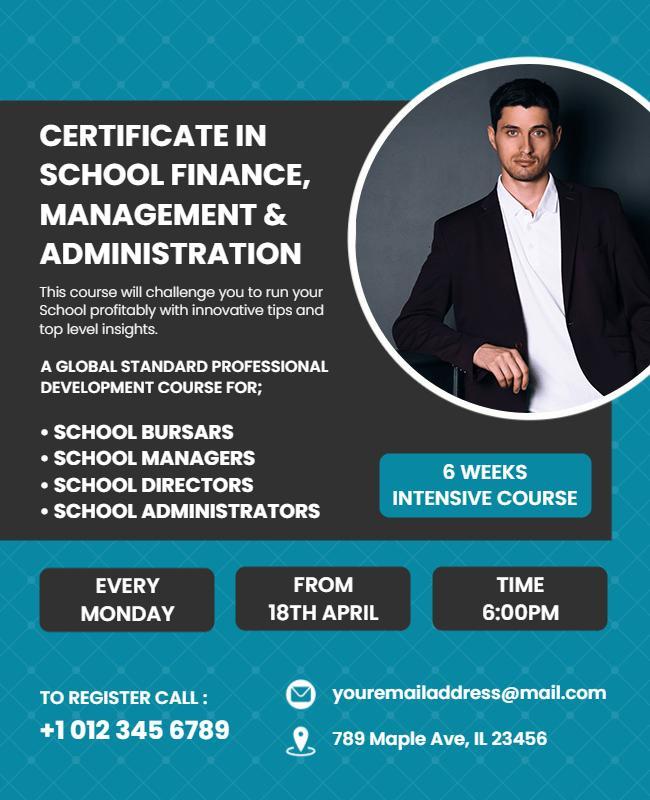 Modern Blue School Finance Management Course Poster Template