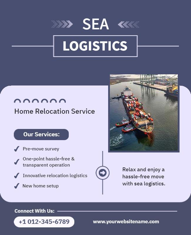Modern Blue Sea Logistics Home Relocation Service Poster Template