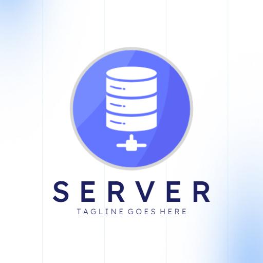 Modern Blue Server Design Highlighting Data Management Logo Template