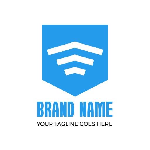 Modern Blue Shield Design Highlighting Wireless Technology Logo Template
