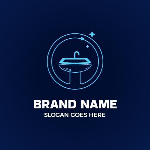 Modern Blue Sink Design Highlighting Sanitary Solutions Logo Template