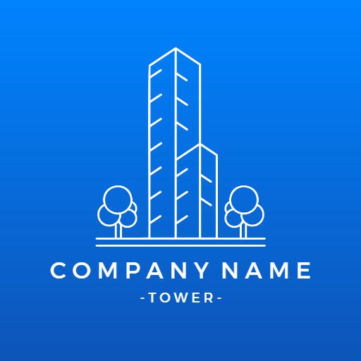 Modern Blue Skyscraper Design for Company Logo Template