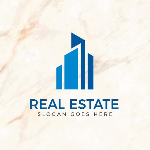 Modern Blue Skyscraper Design Representing Real Estate Logo Template