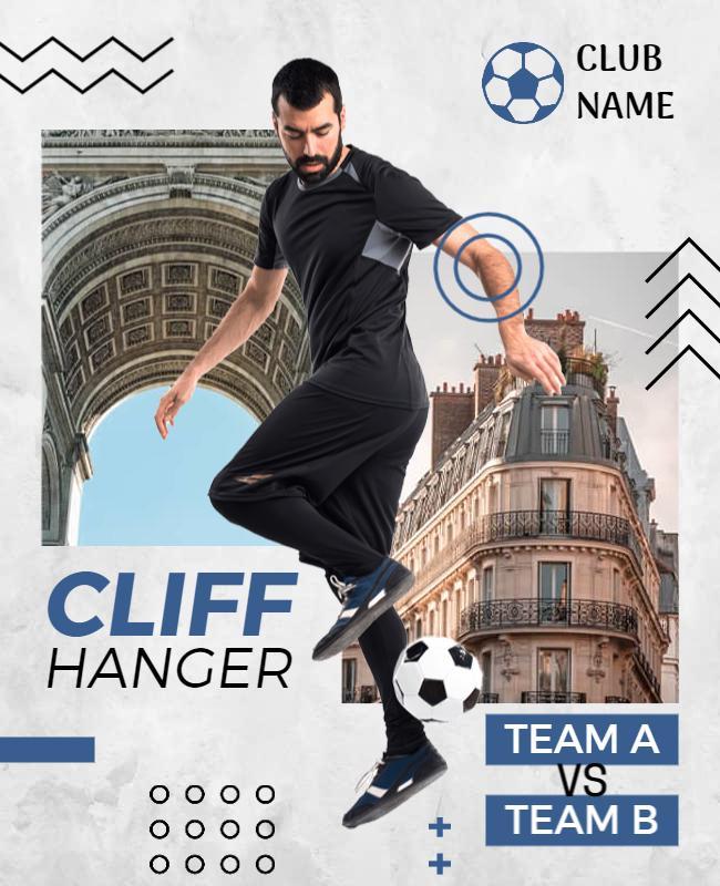 Modern Blue Soccer Match Event Poster Template
